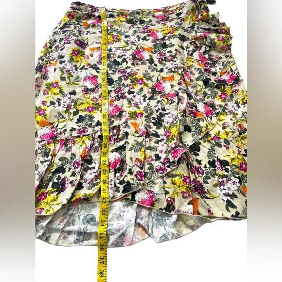 Ashley Stewart Womens Ruffled Hem Wrap Skirt Size 22 Colorful Floral Linen Blend - Picture 9 of 13